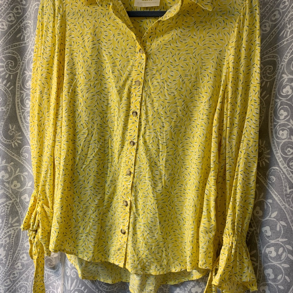 Maeve For Anthropologie Blithe Yellow Blouse - image 3
